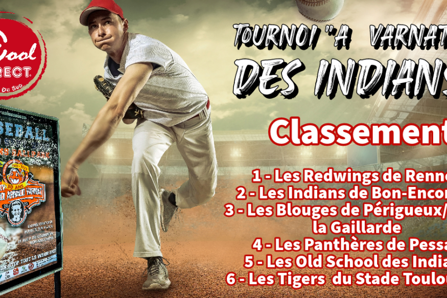 Le classement du XIVème Tournoi Baseball A.Varnat des Indians.